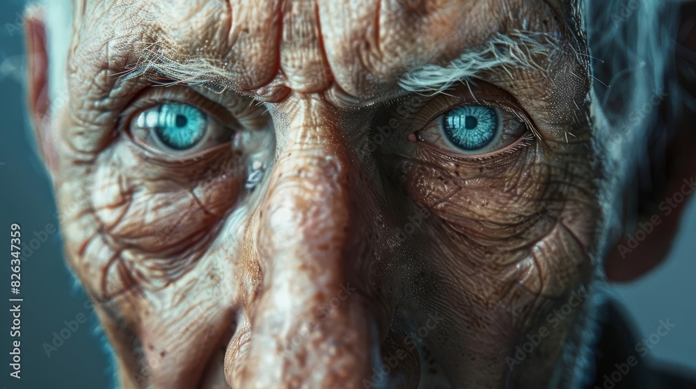 intriguing aigenerated portrait of elderly person with piercing blue eyes fictional character concept intriguing aigenerated portrait of elderly person with piercing blue eyes fictional character concept