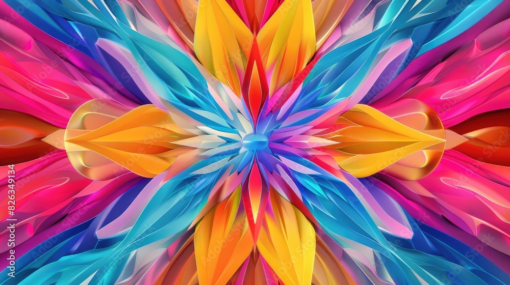 Abstract Kaleidoscope Background with Multicolor Unique Design