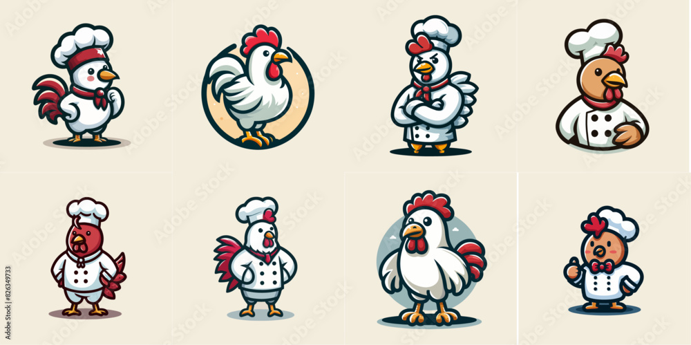 Chicky Rooster illustration of chicken rooster chef mascot logo for food restaurant ...
