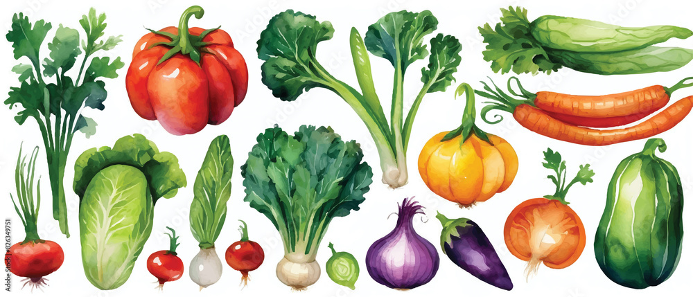 Vegetables pattern background in watercolor3