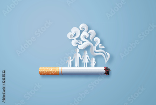 Smoking Kills Family, Cigarette with Smoke Symbolizing Death