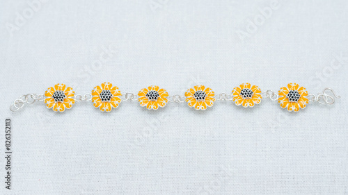 Silver jewelry display on white background