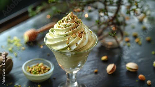 Elegant Pistachio Gelato Dessert