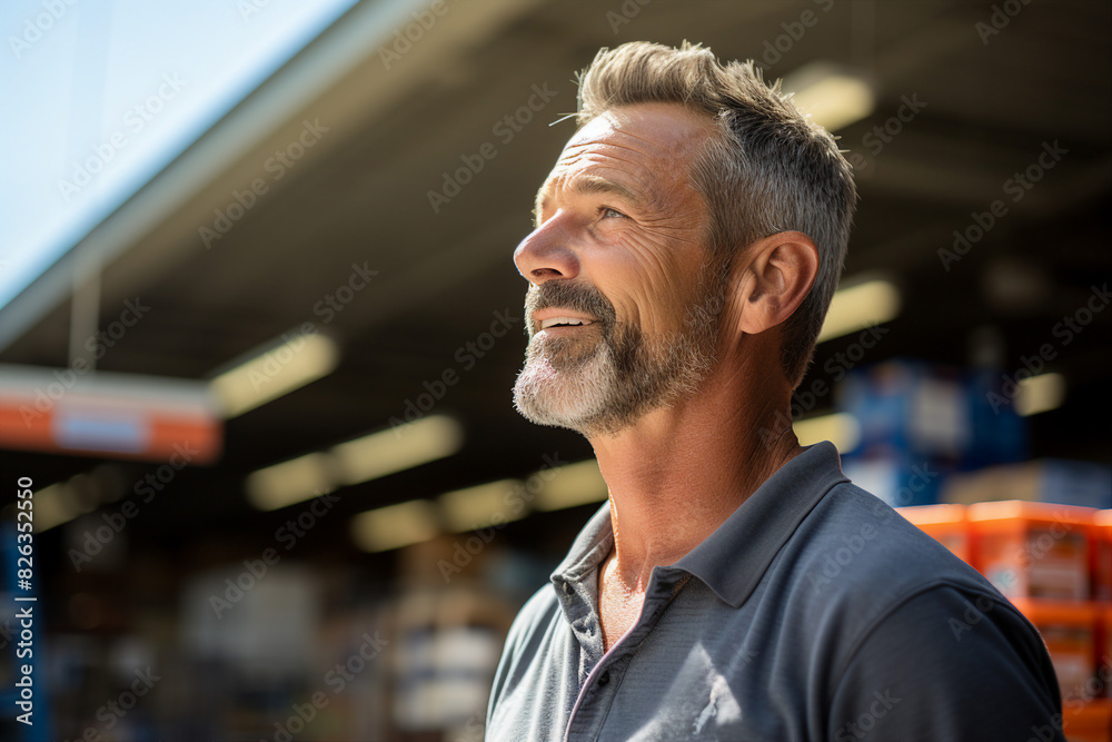 Friendly experienced supermarket store department worker professional at workplace Generative AI illustration Friendly experienced supermarket store department worker professional at workplace Generative AI illustration