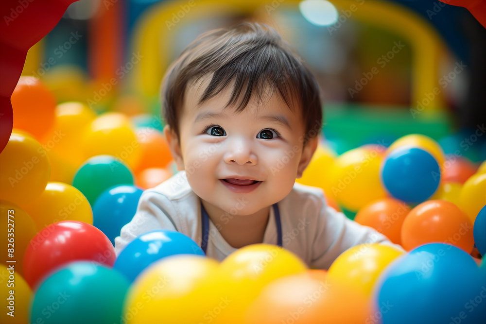 Cute children in playground playroom territory having fun playful childish mood made by Generative AI Cute children in playground playroom territory having fun playful childish mood made by Generative AI