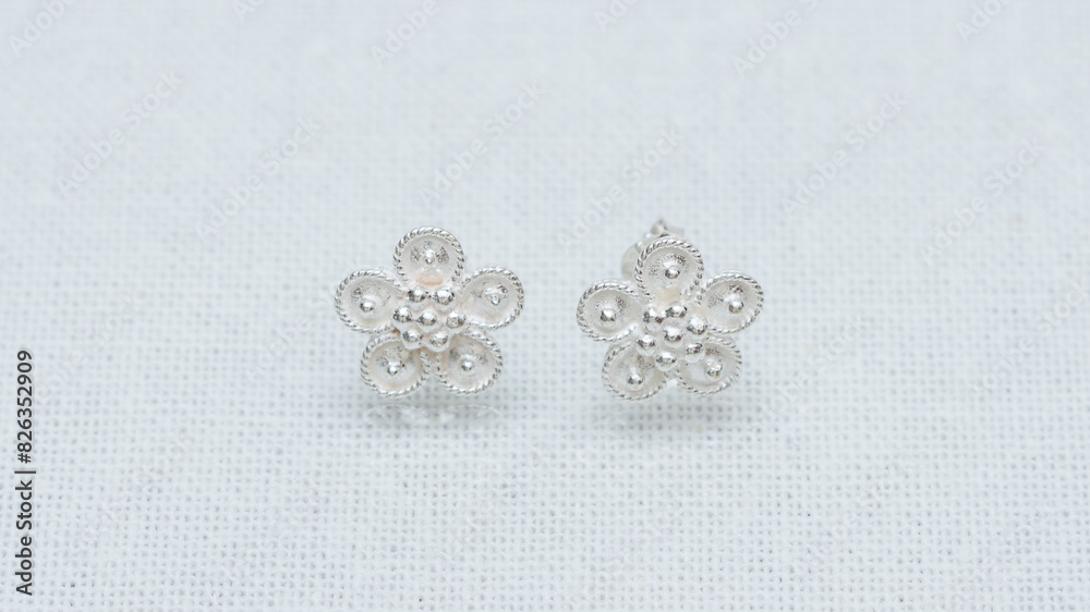 Silver jewelry display on white background Silver jewelry display on white background