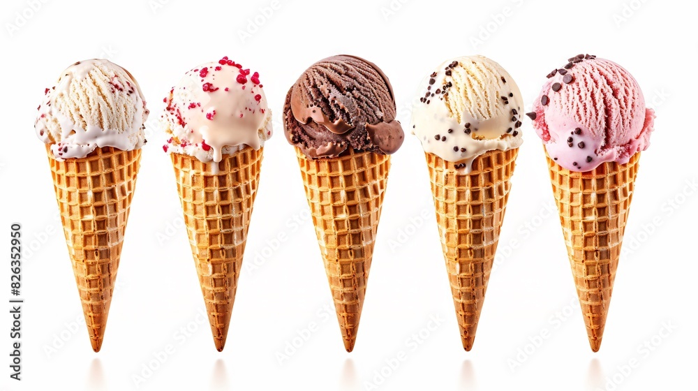 Ice Cream Scoops on Waffle Cones Ice Cream Scoops on Waffle Cones