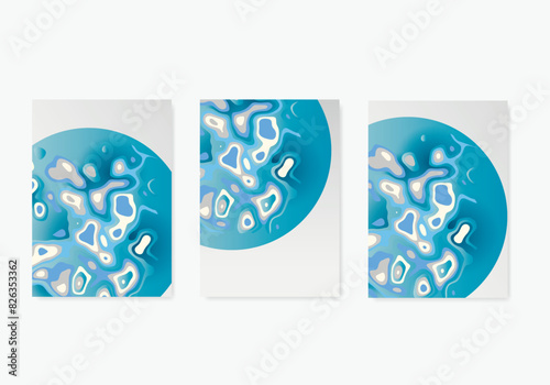 Abstract modern graphic elements. Dynamical blue forms and sahapes. Vector banners with flowing liquid shapes