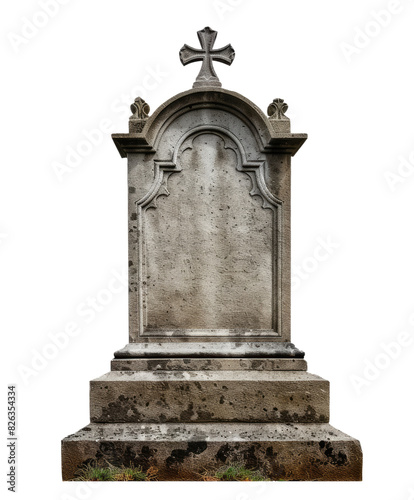 grey tombstone gravestone isolated on white or transparent png photo