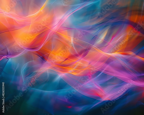 Abstract background with swirling vibrant colors of pink, blue, and orange. photo