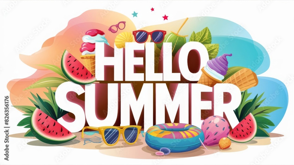 Fototapeta premium Hello Summer Greeting Card
