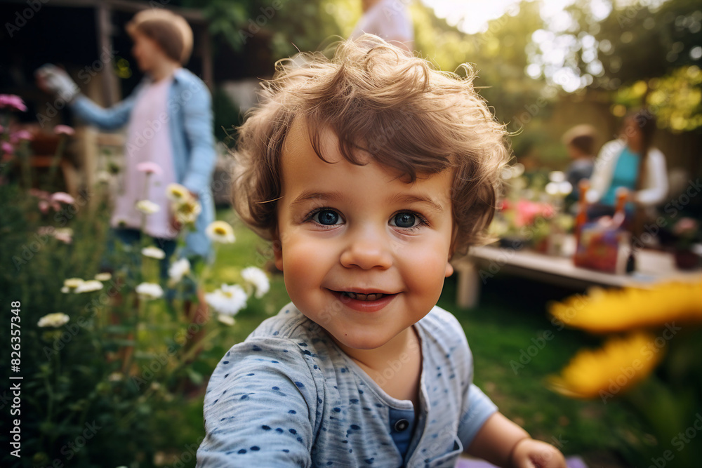 AI generated image of a happy charming pretty baby enjoying on a summer picnic AI generated image of a happy charming pretty baby enjoying on a summer picnic