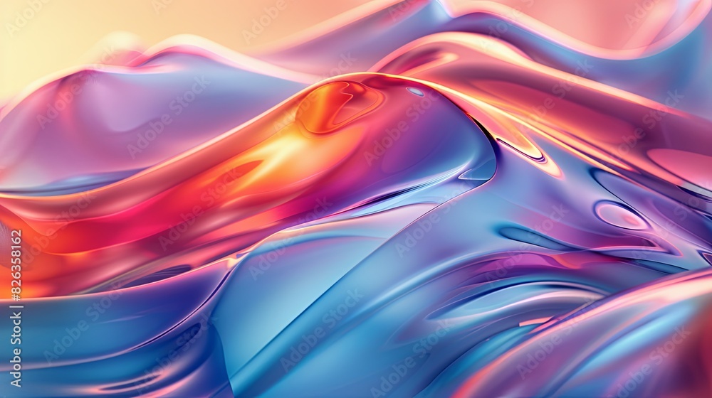 3D abstract background featuring undulating, colorful waves and reflections 3D abstract background featuring undulating, colorful waves and reflections