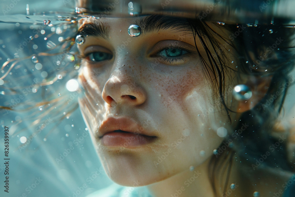 Underwater swimming created with generative ai person enjoys summer pleasant water swimming diving Underwater swimming created with generative ai person enjoys summer pleasant water swimming diving