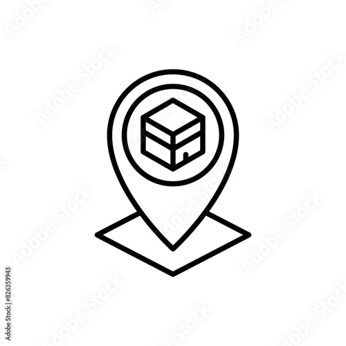 Hajj location outline icons, minimalist vector illustration ,simple transparent graphic element .Isolated on white background