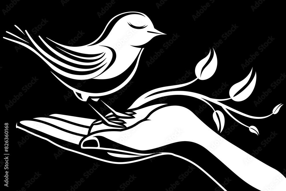 White Bird flying on a dark background, symbol of peace, love, abstract, hand, icon, love, silhouette, nature, sun, spring White Bird flying on a dark background, symbol of peace, love, abstract, hand, icon, love, silhouette, nature, sun, spring