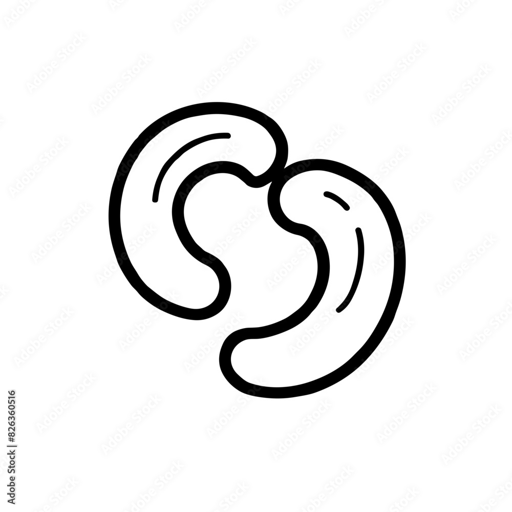 Obraz premium Cashew Nuts Icon in Minimalist Outline Style