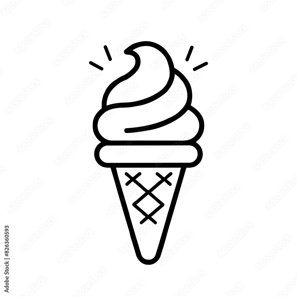 Black Outline Ice Cream Icon, Simple Line Interface Black Outline Ice Cream Icon, Simple Line Interface