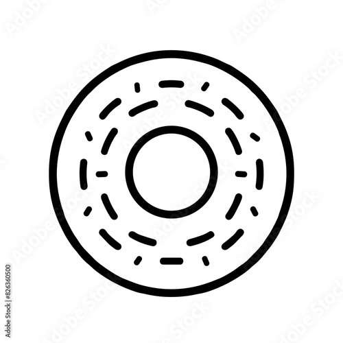 Donut Icon with Sprinkles in Minimalist Outline Style