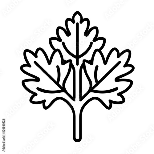 Parsley Leaf Icon in Minimalist Outline Style