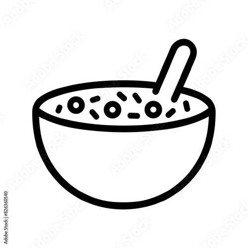 Breakfast Cereal Bowl Icon in Outline Style