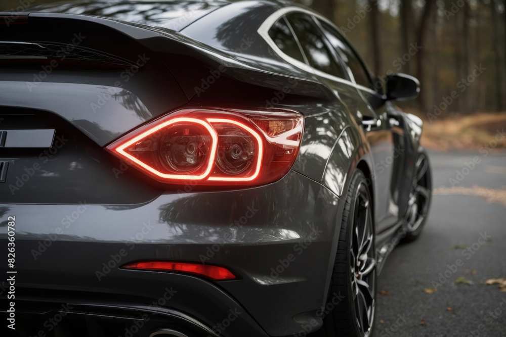 An image of a car from back view, emphasizing tail light An image of a car from back view, emphasizing tail light