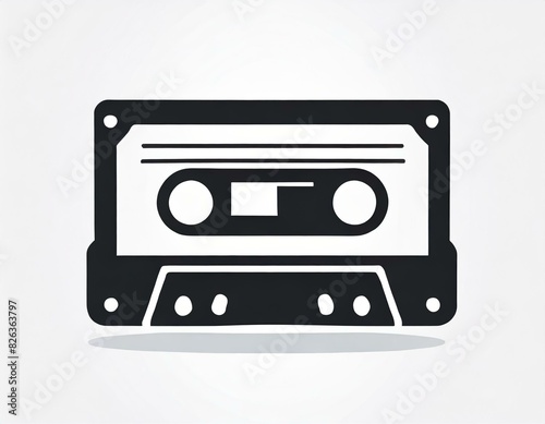 audio cassette music, vector picture on a white background, logo