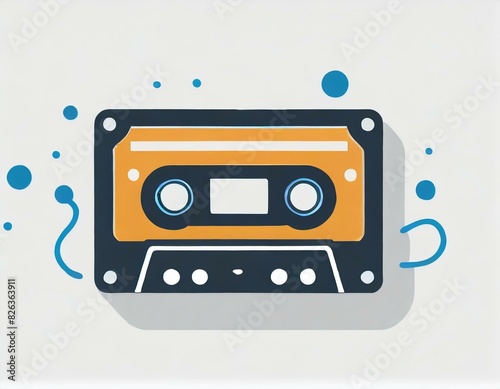 audio cassette music, vector picture on a white background, logo