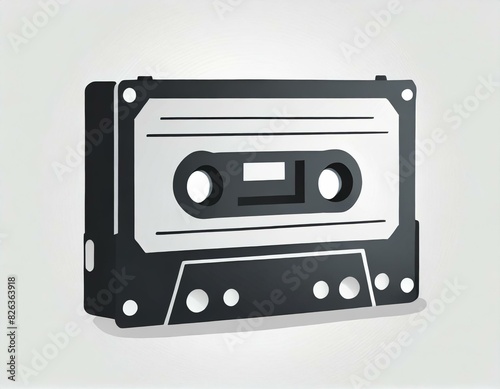 audio cassette music, vector picture on a white background, logo