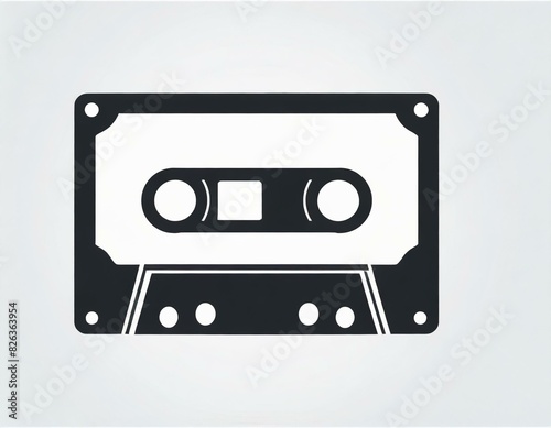 audio cassette music, vector picture on a white background, logo