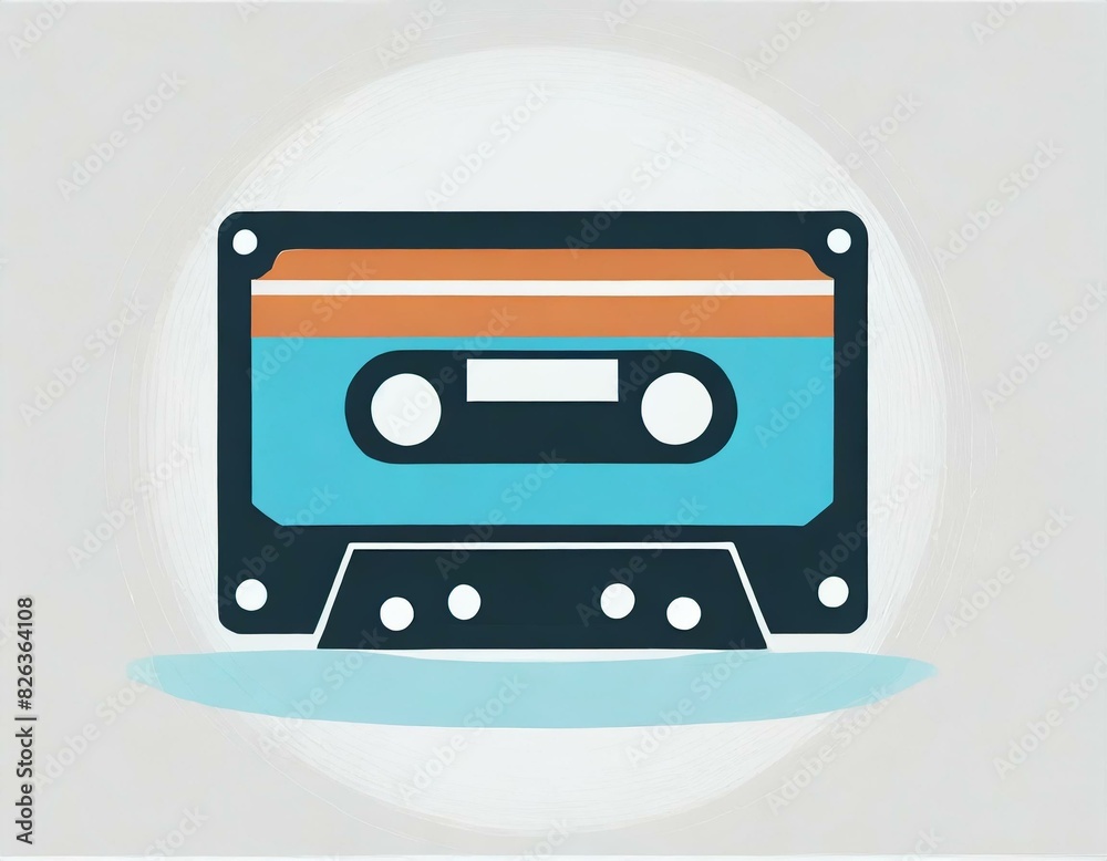 Fototapeta premium audio cassette music, vector picture on a white background, logo
