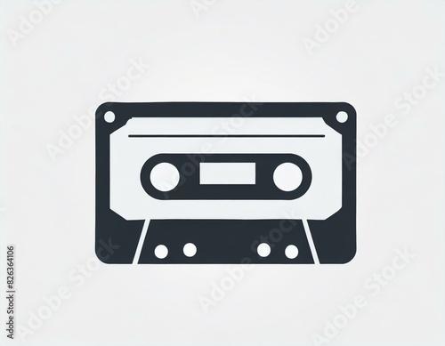 audio cassette music, vector picture on a white background, logo