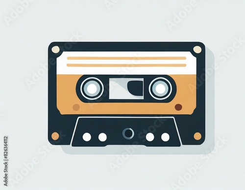 audio cassette music, vector picture on a white background, logo