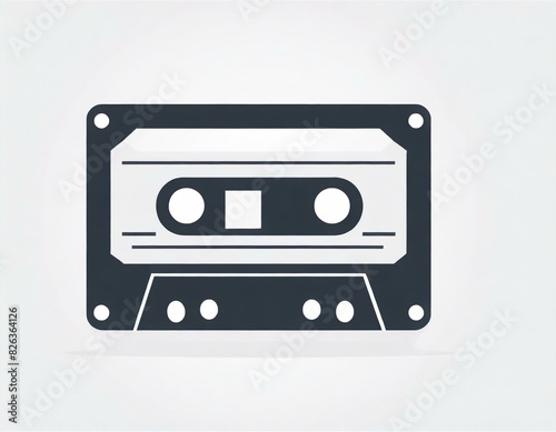 audio cassette music, vector picture on a white background, logo