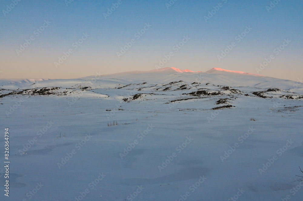 snow covered peaks of Mount Aragats at sunrise scenic view (Aparan, Armenia) snow covered peaks of Mount Aragats at sunrise scenic view (Aparan, Armenia)