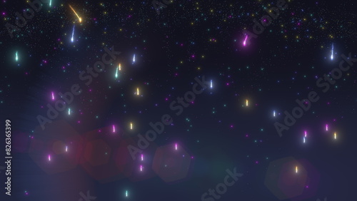 Astral Fantasia: Glowing Meteor Trails in a Futuristic Universe, Unveiling Cosmic Science and Mystery, Forever Painting the Night Sky with Shiny Effects