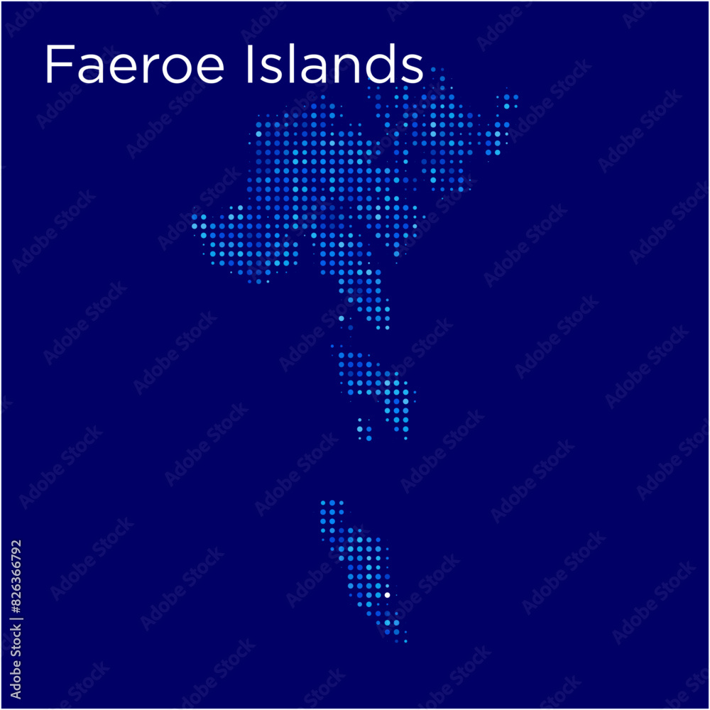 faeroe islands map with blue bg
