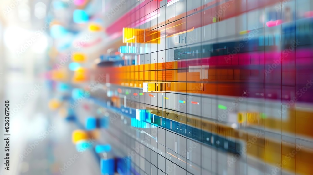 Naklejka premium Project Management Training A 3D Gantt chart for project management training