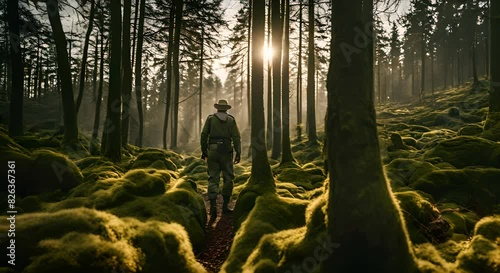 Forest guard in the forest.	
 photo