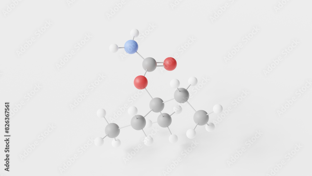emylcamate molecule 3d, molecular structure, ball and stick model, structural chemical formula muscle relaxant emylcamate molecule 3d, molecular structure, ball and stick model, structural chemical formula muscle relaxant