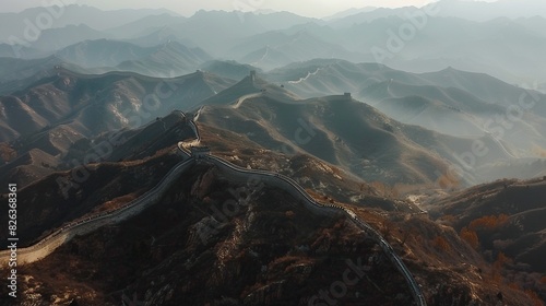The Great Wall of China stretching across mountains 