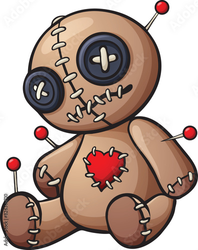 Cartoon voodoo doll isolated on white background