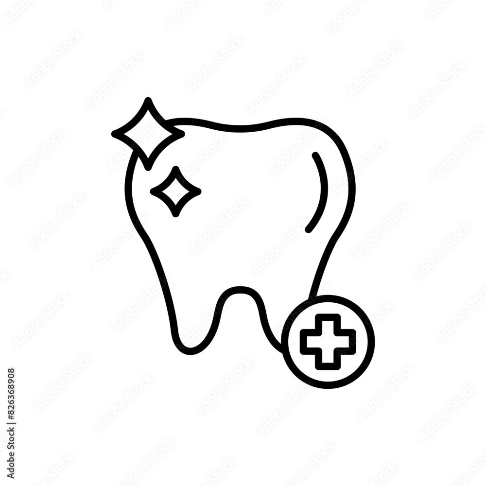 Obraz premium Hygiene teeth outline icons, minimalist vector illustration ,simple transparent graphic element .Isolated on white background