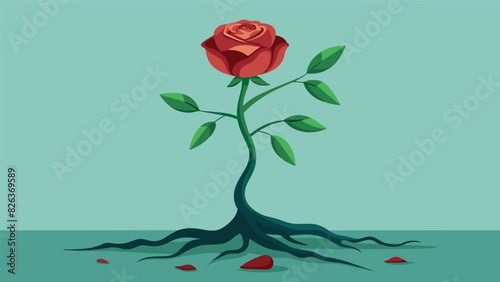 A wilted flower with twisted roots symbolizing the hindering effect of anxiety on personal growth and development.. Vector illustration