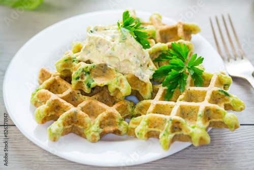 vegetable cabbage waffles fried with herbs