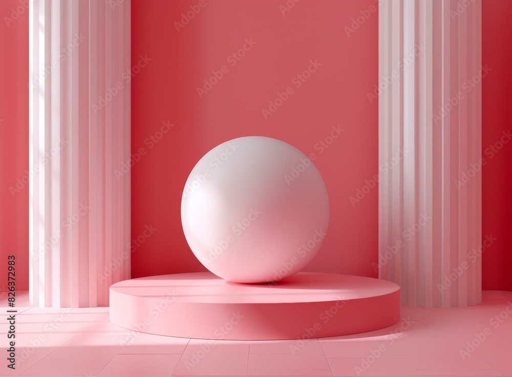Minimalist Pink Podium with Sphere Minimalist Pink Podium with Sphere
