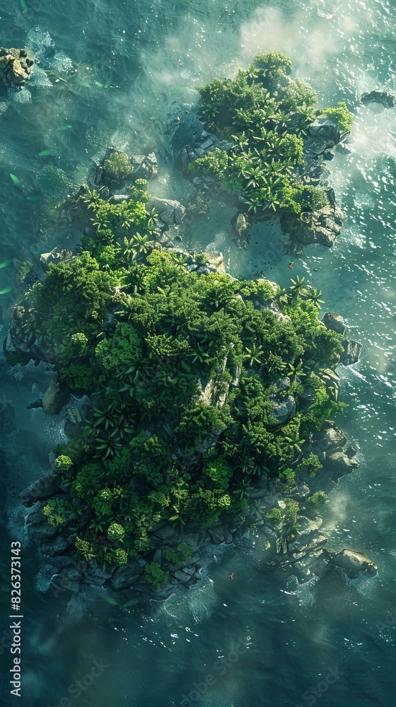 Fantasy Paradise Island with Jungle and Beach Fantasy Paradise Island with Jungle and Beach