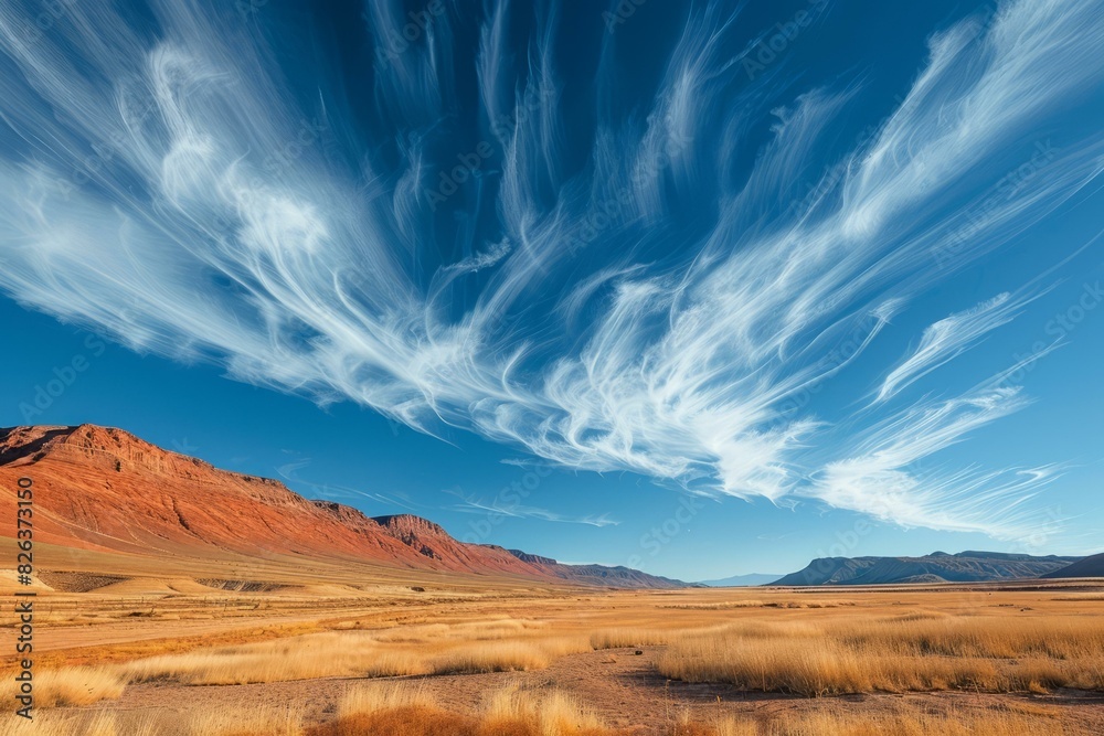 Naklejka premium Cirrus Clouds in Arid Landscape