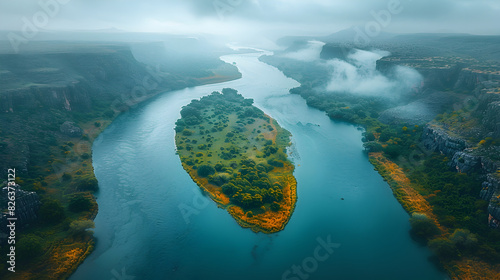 Stunning Aerial View Of A Serene River And Lush Landscape