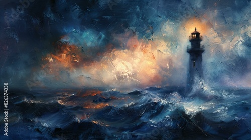 lighthouse in a stormy sea